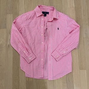 Ralph Lauren Pink and White Button Up Shirt Boys size 10-12